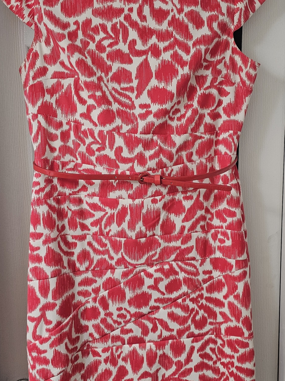 Alyx Red and White Patterned Midi Dress